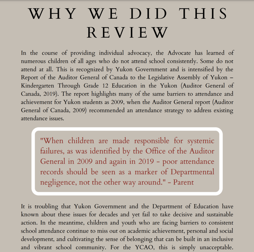 Page 12 of the YCAO Review entitled "Why We Did This Review"